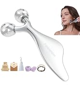 3D Metal Facial Roller Massager- Improves Complexion & Remove Eye Wrinkles, Face Massage Tool - S...