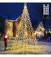 Lomotech Christmas Tree Lights - 10Ft 404 LED with 7.08" Topper, Remote Controll Waterproof Iron ...