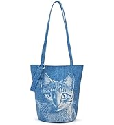 Shoulder Bag for Women, Cotton Canvas Bucket Bags Tote Purse Cute Crossbody Bag Designer Ladies H...