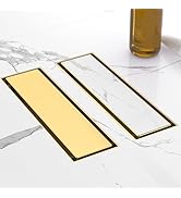 EBYTE Gold Linear Shower Drain 12 Inch - 304 Stainless Steel Shower Drain, Brushed Gold Linear Dr...