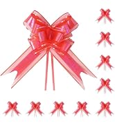 TIMESEEK 24PCS Classic Red Pull Bows for Gift Wrapping, 6" Large Pre-Tied Decorative Bows for Chr...