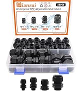 Dianrui 35PCS NPT Cable Gland Kit Strain Relief Cord Connector IP68 Waterproof 1/4" 3/8" 1/2" 3/4...