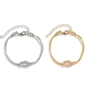 Gold Bracelets for Women Matching Bracelets for Couples 14K Gold Plated Love Knot Bracelet Dainty...