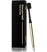 THISONG Toothbrush,Gold Color Ceramic Manual Toothbrush Golden Plated Luxury Travel Toothbrush wi...