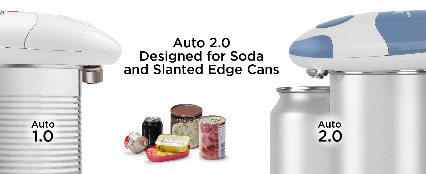 Kitchen Mama auto 2.0 designed for soda and slanted edge cans open cans with ease yes you can