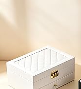 GUOER Jewelry Box for Women Girl Wife - Large PU Leather Jewelry Organizer Storage Case with Two ...