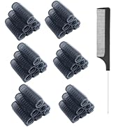 MOODKEY 36PCS Self Grip Small Hair Curlers Black Heatless Roller Hair Curlers Pro DIY Curly Hairs...