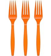 Amcrate Orange Disposable Medium Weight Plastic Forks- Ideal for Weddings, Party’s, Birthdays, Di...