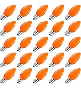 GOOTHY 25 Pack C9 LED Orange Halloween Light Bulbs, E17 Intermediate Base Shatterproof LED Orange...
