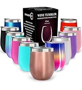 CHILLOUT LIFE 12 oz Stainless Steel Wine Tumbler with Lid & Gift Box, Double Wall Vacuum Insulate...