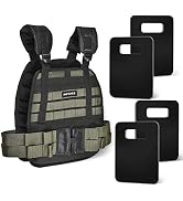 INFIDEZ Tactical Adjustable Weighted Vest with 4 Weight Plates Included, Quick Release Strength T...