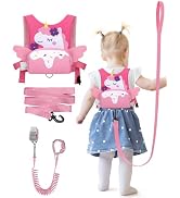 Dr.meter 3 in 1 Toddler Harness Leash + 8.2ft Anti Lost Wrist Link, Cute Unicorn Kids Safety Harn...