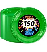 WELLIFE Green Party Plates 9 Inch -150 Count, Disposable Plastic Dinner Plates for Party St. Patr...