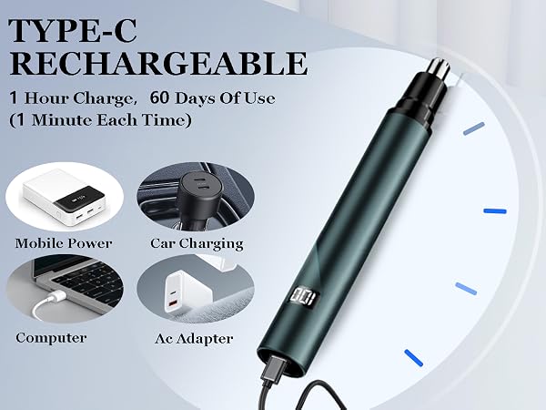 USB Rechargeable Eyebrow & Facial & Nose Hair Trimmer Clipper