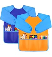 DaiUni 2 Pack Kids Art Smock, Toddler Paint Smock Painting Apron, Artist Smock for Kids 2-6 With ...