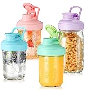Aieve Mason Jar Lids, 4 Pack Wide Mouth Mason Jar Pour Spout Lid, Canning Lids with Flip Top Lid,...