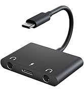 USB C to 3.5mm Audio Adapter, 3 in 1 Dual Headphone Jack Adapter for Stereo, USB-C Aux Adapter wi...
