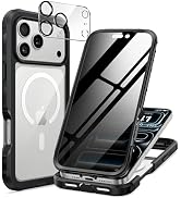 seacosmo for iPhone 17 Pro Case, Full Body Bumper with Built-in 9H Tempered Glass Privacy Screen ...