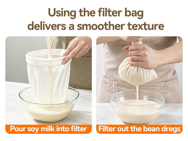 Use with filter bag for smoother texture