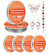 FIVEIZERO 7 Strand Stainless Steel Beading Wire for Jewelry Making, 492FT Nylon Coated Jewelry Wi...