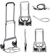 HBFBDRCT Folding Hand Truck, 165lbs Load Luggage Cart with Silent Wheel, Light Weight Portable Fo...