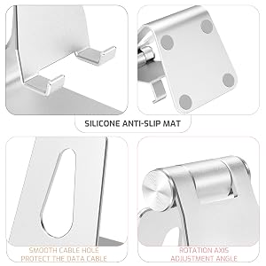 Silver Foldable Aluminum Alloy Cell Phone Holder