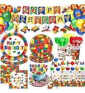173 PCS Building Block Birthday Party Decorations - Plates, Napkins, Cups, Cutlery, Cake & Cupcak...