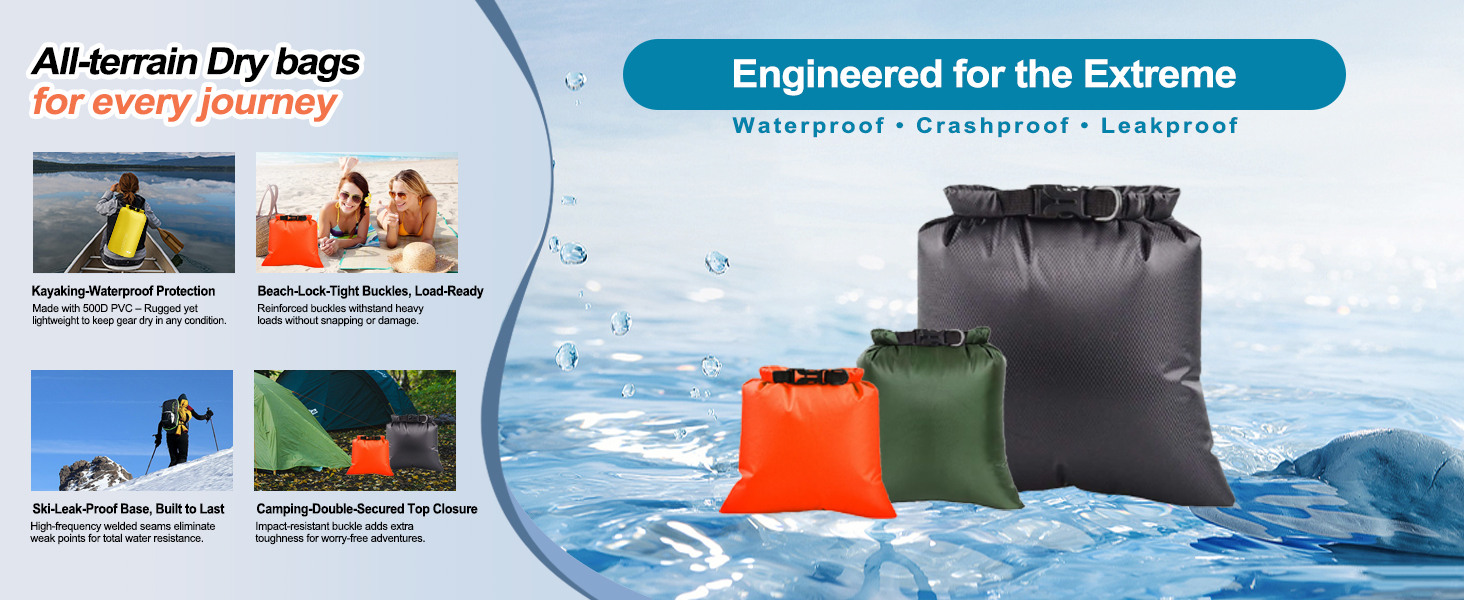ILZAR 3PCS Waterproof Dry Bags