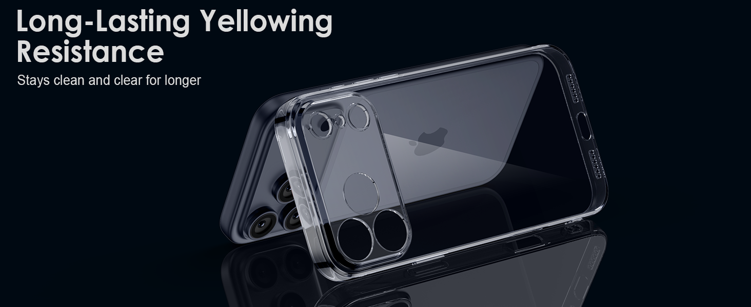 iPhone 17 pro max case with anti-yellowing feature, designed to absorb hit and reduce drop impact