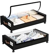 Yecaye Under Bed Storage with Wheels, 2 Pack Under the Bed Storage Containers with Lids & Label, ...