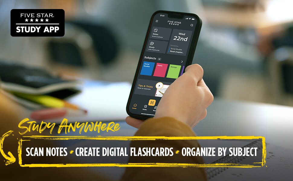Five Star Study App Scan Notes Create Digital Flashcards Organize by Subject