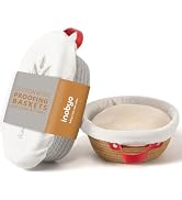Inobyo Banneton Bread Proofing Basket Set, 10" Oval & 9" Round Cotton Rope Proofing Baskets with ...