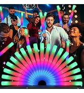 wellent 55 PCS LED Foam Glow Sticks, Flashing Glow Sticks Party Supplies with 3 Mode Colorful Fla...