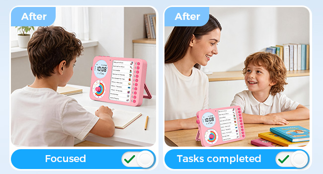 3 in 1 Visual Timer ADHD Tool Kids Adults Task Schedule Chore Planning Board Home White pink blue