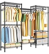 Heavy Duty Garment Rack Large Clothes Rack,Freestanding Closet Portable Clothing Rack with 8 Adju...