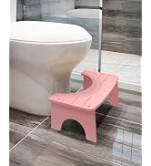 Bamboo Toilet Stool for Adults, 6.5" Poop Stool, Bathroom Toilet Potty Stool with Non-Slip Mat fo...