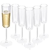 Ciaell 24 Pack Plastic Champagne Flutes - 6 Oz Flower Wavy Champagne Plastic Glasses - Heavy Duty...