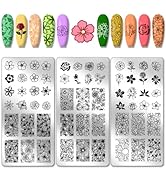 PH PandaHall 3pcs Flowers Nail Stamping Plates, Plants Nail Art Templates Mixed Floral Rose Nail ...