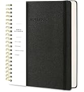 Oneirom Spiral Notebook - 8.5 x 10.98 Inch Large Hard Cover Notebook with Elastic Band & Pocket, ...