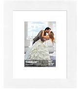 THKRLOF 8x10 Picture Frame with Real Glass, Retro Solid Wood Photo Frames with 5x7 Mat for Tablet...