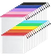 SUNEE Mesh Zipper Pouch 9x13 in (10 Colors, 30 Packs), Mesh Bags with Zipper for School Office Su...