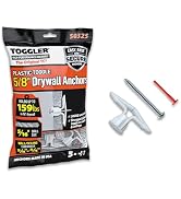 TOGGLER Toggle TC Commercial Drywall Anchor with Screws, Polypropylene, Made in US, 5/8" to 3/4" ...