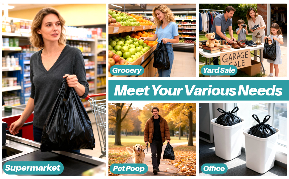 Strong Plastic Trash Can Liners for Kitchen, Office, Bathroom Can