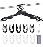 Sazfli Travel Folding Hangers, 10-Pack, Black & White, Portable and Durable PP+Aluminum Alloy, Sp...