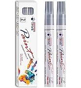 Silver Permanent Paint Marker Pens - 2 Count Oil Based Marker Pen, Medium Tip, Waterproof & Quick...