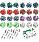Aienxn 30PCS 1" Radial Bristle Disc Kit with 3mm Shank for Rotary Tools, Detail Abrasive Wheel Gr...