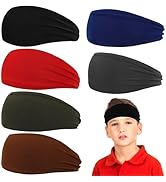 ONUPGO 6 PCS Kids Sweatbands Boys Headbands for Sport, Athletic Sweat Band for Kids Youth Soccer ...