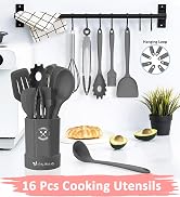 Silicone Kitchen Utensils Set, 16-Piece Silicone Cooking Utensils by Deedro, Heat Resistant Kitch...