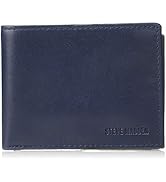 STEVE MADDEN Men's Leather RFID Blocking Wallet with Extra Capacity ID Window, Navy, One Size