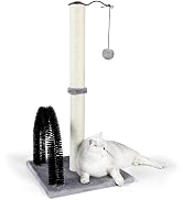 ANWA Tall Cat Scratching Post with Arch Self Groomer Massager, 32" Scratching Post for Indoor Cat...